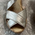 BORN Venetia Panna Cotta Metallic‎ Leather Cork Wedge Platform Sandals Size 6 Photo 2