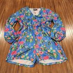 Lucky and Blessed L&b floral long sleeve short blue pink romper V Neck large Photo 0