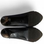 White House | Black Market  Black Peep Toe Heels size 7.5 Elegant Satin Dressy Photo 7