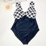 Raisin's Curve Gaia Black & White Houndstooth Plaid Slimming Swimsuit New Photo 3