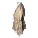Charter Club  Leopard Print Jacket Size S P Metallic‎ Gold 100% Linen Top NEW Photo 3