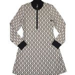 Maje NWT Royal in Ecru Noir Monogram Knit Zip Up Sweater Dress 40 / US 8 $385 Photo 0