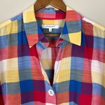 Foxcroft Shirt 18 Plaid Check Shaped Fit Button Down Front Long Sleeve V-Neck Photo 2