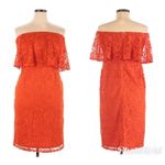 Thalia Sodi ‎ Strapless Lace Cocktail Dress Midi Fitted Popover Orange Medium New Photo 3