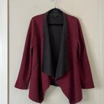 Eileen Fisher  Burgundy Structured Moto Long Jacket Cardigan Medium Merino Wool Photo 4