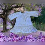 Blue Island Mini Dress Womens White Rayon Eyelet Ruffled Hem Keyhole Size L Size L Photo 2