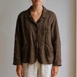 Flax Oversized Minimalist Lagenlook Coastal Grandma 100% Linen Shirt In Brown M Photo 9