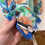 Talbots  Scarf NWT $59 Stripe Floral Green Cotton Accessory Outerwear Lightweight Photo 2