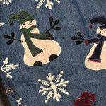 Vintage KEREN Hart Black and Blue Denim Vest Christmas XL snowmen Photo 2
