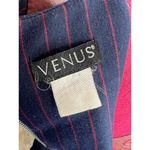 Dress bodycon knit striped navy red leather shoulders Blue Photo 5