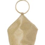 olga berg Bianca Ball Mesh Handle Bag in Gold One Size Womens Clutch evening Photo 0