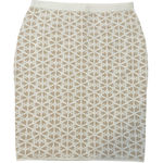 Etcetera  white & tan knit knee-length pencil skirt size M Photo 0