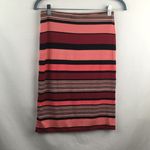 Loft Pinks and Black Striped Stretch Straight Skirt Photo 0