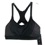 Boohoo  Fit Iridescent Stripe Medium Support Sports Bra Black Size 6 Photo 0