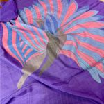 Vintage Purple Abstract Peacock Print Silk Scarf Hand Rolled Edges 40x40" EUC Photo 9