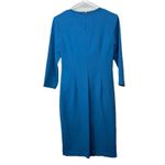 Calvin Klein Teal Ruched Pleated Front Stretch Crepe Sheath Dress Size 6 Photo 3