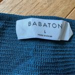 Babaton Aritzia  Sculpt Knit Stretch Ribbed Mini Skirt Womens Large Teal Photo 2