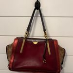 Coach Dreamer w/ Signature Canvas Color blocking Burgundy leather Gold hardware Photo 0