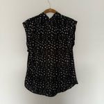None Black & White Flowy Office Tank Top Button Down Photo 4