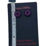 New purple crochet button earrings metal stud earrings retro summer earrings Photo 1