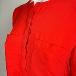 H&M  Orange Henley 3/4 Sleeve Patch Pockets Mini Pull On Casual Shirt Dress Sz 4 Photo 4