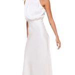 Lulus White Satin Mock Neck Midi Dress NWT Size Large White Cocktail Dress Photo 0