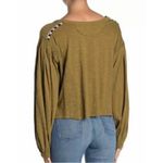 Free People  Hand Me Down Moss Embroidered Collar Top M/L Photo 1
