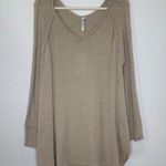 Monoreno NWT Taupe Inside Out Seam Contrast Crochet Long Sleeves Sweater Photo 0