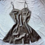 Victoria's Secret Vintage 1990’s Victoria’s Secret grey silver satin lace mini Slip Dress Photo 0