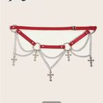 Red Chain Belt with Cross Charms Photo 5