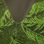 Show Me Your Mumu Lopez Palm Sparkle Stretch Dress V-neck Long Sleeve Maxi Green Photo 7