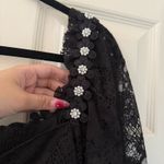 For Love & Lemons Lafayette Cinched Puff Sleeve Cropped Top with Pearl & Rhinestone Flowers Photo 1