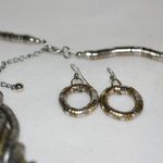 Source Unknown Boho 1990's Silver/Gold Tone Metal Beaded Braid Chunky Necklace/ Hoop Earrings Photo 2