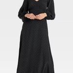 A New Day NWT Womens Long Sleeve Crepe Maxi A-Line Dress Black White Polka Dot S Photo 0