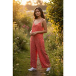 Wild Fable Women's Floral Red Strappy Jumpsuit Open Back XL Photo 1