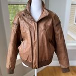 Vintage 80s Adventure Bound Distressed Brown Leather Bomber Jacket Size Medium Photo 0