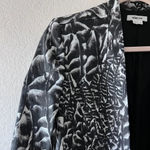 Helmut Lang Women's Strata Linen Blend Black White Animal Print Blazer Coat 0 Photo 3