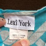 Lexi York Light Blue With White Chains Print Sheer Summer V Neck Top Sz S Photo 6