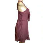 A U W Size Large Plum Ruffle Straps & Smocked Dress. New With Tags Photo 2