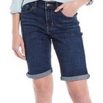 Levi's Women's Dark Blue Denim Mid Rise Slim Fit Cuffed Bermuda Shorts Size 29 Photo 0