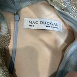 Mac Duggal Long Formal Dress 11165 Long Sleeve Applique V-Neck Gown Blue Gold 2 Photo 6