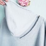 Vintage Havana  Blue Ribbed Cropped Hoodie with Open Back Photo 4