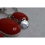 Liz Claiborne  Retro Red Stone Silver Tone Link Chain Statement Bib Necklace Photo 2