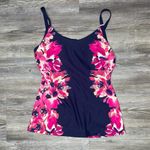Calvin Klein Women's Navy/Pink Floral Adjustable Strap Tankini Swim Top sz S Photo 1