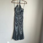 ASTR NEW THE LABEL TOLEDO RUCHED HALTER MIDI DRESS STEEL BLUECOLOR Photo 2