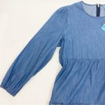 Draper James  Tiered Trapeze Dress in Chambray Blue Cotton Coastal Boho Beach Photo 5