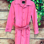 Max Mara Weekend Barbie Bubblegum Pink Belted Button Up Trench Coat Lined Size 8 Photo 0