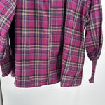 Entro  Pink plaid puff sleeve popover top ruffle fall oversized M cotton casual Photo 8