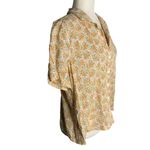 a.n.a  Button Up Short Sleeve Shirt M White Orange Floral Cotton Collared Retro Photo 4