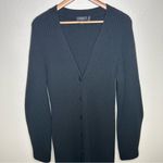Theory 100% merino wool long button front cardigan sweater black medium Photo 1